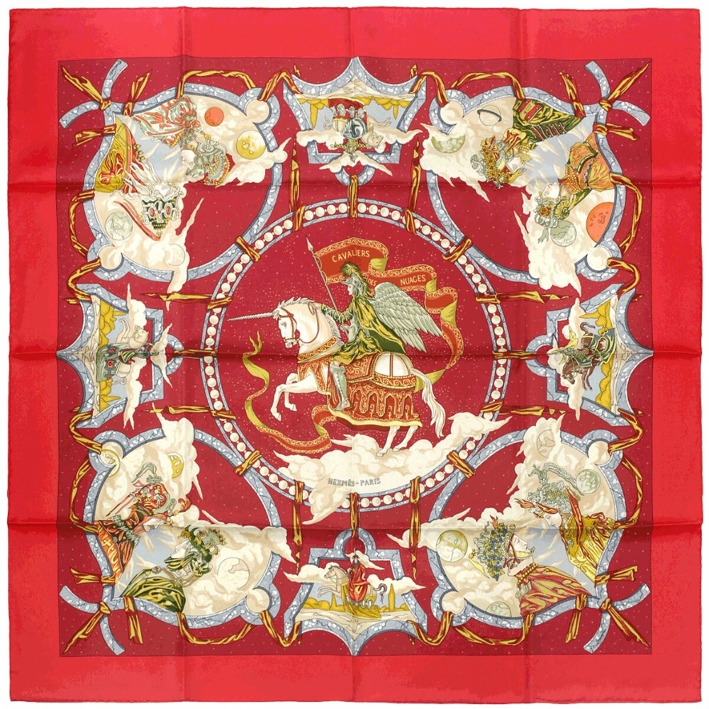 HERMÈS vintage scarf “Cavaliers des Nuages” by Jean-Christophe Donnadieu
